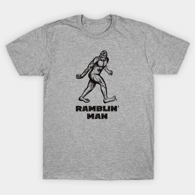 Ramblin’ Man Bigfoot T-Shirt by Art from the Blue Room